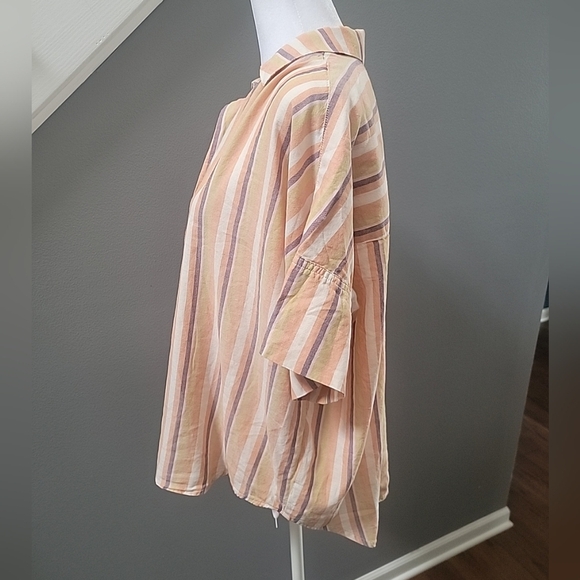 Madewell Courier Button-Back Shirt in Rainbow Stripe Large Cotton Comfy - Picture 4 of 7